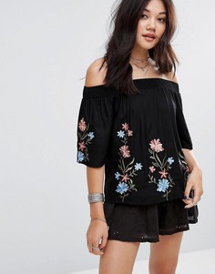 Топ с вышивкой и открытыми плечами Vero Moda - Мульти