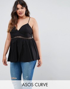 Топ на бретельках с люверсами ASOS CURVE - Черный