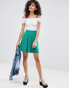 Расклешенная мини-юбка со складками ASOS - Зеленый