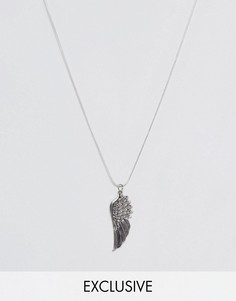 Ожерелье с подвеской-крылом Reclaimed Vintage Inspired - Серебряный