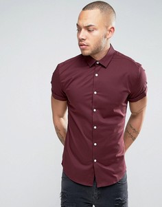 Узкая бордовая рубашка ASOS - Красный