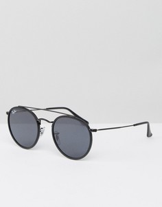 Черные круглые солнцезащитные очки с двойной планкой сверху Ray-Ban 0RB3647N - Черный
