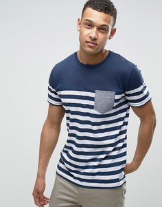 Футболка в полоску с контрастным карманом Jack &amp; Jones - Темно-синий
