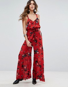 Расклешенный комбинезон с принтом Free People - Коричневый