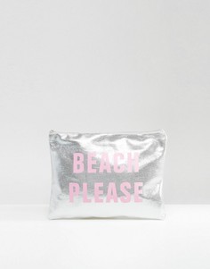Клатч с принтом Beach Please и эффектом металлик South Beach - Розовый