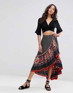 Юбка макси с принтом и оборкой Boohoo - Мульти