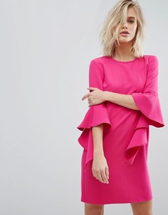 Свободное платье с рукавами клеш Miss Selfridge - Розовый