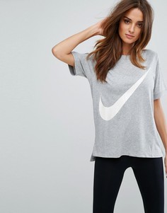 Серая футболка с логотипом-галочкой Nike - Серый