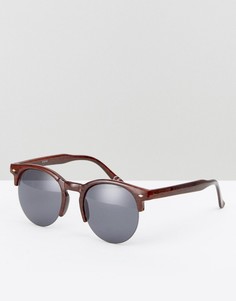 Круглые солнцезащитные очки в стиле ретро с эффектом дерева ASOS - Коричневый