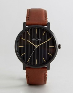 Часы с коричневым кожаным ремешком Nixon Porter - Рыжий