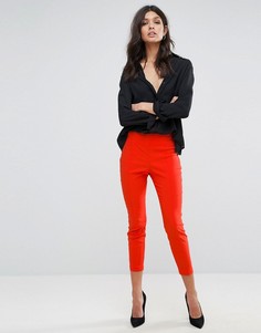 Укороченные зауженные брюки с завышенной талией ASOS - Оранжевый