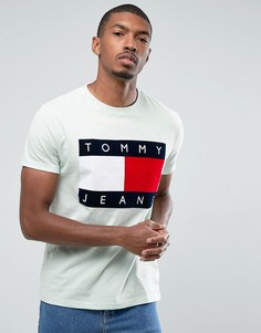 Светло-зеленая футболка с флоковым логотипом Tommy Jeans 90S M1 - Зеленый