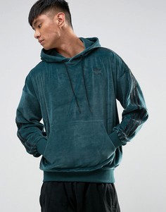 Худи зеленого цвета из велюра adidas Originals CF5319 - Зеленый