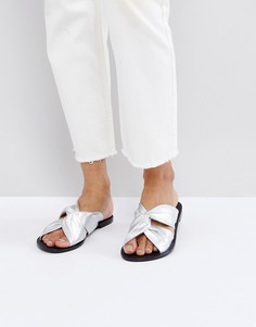Кожаные сандалии с узлом ASOS FAVE - Серебряный