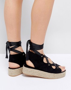 Сандалии-эспадрильи на шнуровке ASOS JAYCENA - Черный