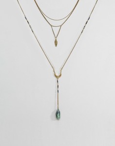 Ожерелье в несколько рядов с эффектной подвеской ASOS - Золотой