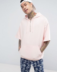 Oversize-худи розового цвета с короткими рукавами ASOS - Розовый