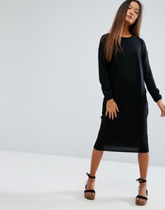 Платье миди с круглым вырезом горловины ASOS - Черный