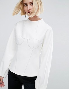 Топ-бюстье с длинными рукавами ASOS WHITE - Белый