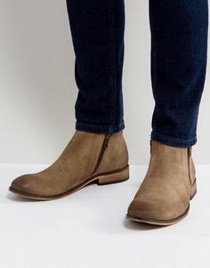 Песочные замшевые ботинки челси с двумя молниями ASOS - Светло-серый
