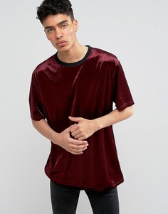 Свободная бархатная футболка ASOS - Красный
