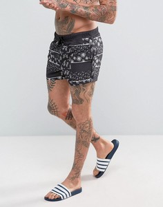 Короткие шорты для плавания с принтом пейсли ASOS - Черный