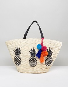 Пляжная сумка с ананасом Missguided - Бежевый