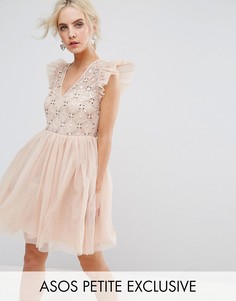 Платье мини из тюля ASOS PETITE - Розовый