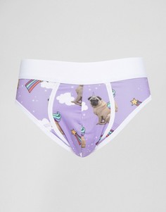 Трусы с мопсами и контрастной окантовкой ASOS - Мульти