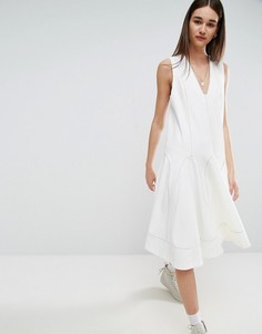 Свободное платье миди с контрастной отделкой воротника ASOS WHITE - Белый