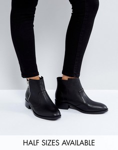 Кожаные ботильоны с молниями ASOS AMPLE - Черный