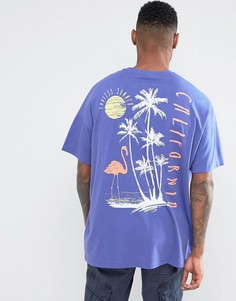 Фиолетовая oversize-футболка с принтом на спине ASOS - Фиолетовый