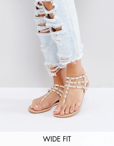 Сандалии для широкой стопы с заклепками ASOS FABIENNE - Бежевый