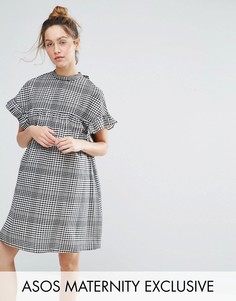 Свободное платье в клетку ASOS Maternity - Черный