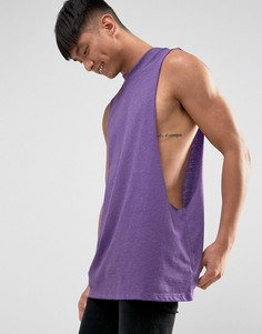 Длинная фиолетовая футболка без рукавов с заниженными проймами ASOS - Фиолетовый