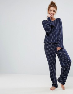 Пижамные лонгслив и брюки в горошек ASOS - Мульти