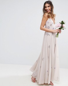 Платье макси на бретельках с декоративной отделкой ASOS WEDDING - Мульти