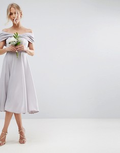 Мягкое платье миди с отделкой в форме банта ASOS WEDDING - Мульти