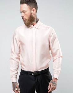 Розовая рубашка классического кроя из чистого шелка ASOS - Розовый