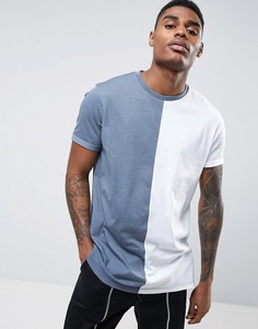 Сине-белая длинная футболка в стиле колор блок ASOS - Мульти