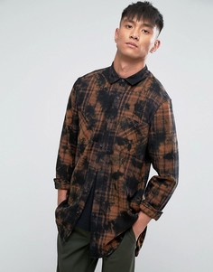 Длинная oversize-рубашка с заниженной линией плеч и принтом тай-дай ASOS - Бежевый