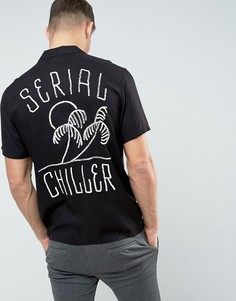 Рубашка классического кроя из вискозы с принтом на спине ASOS - Черный