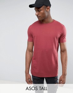 Красная длинная футболка с круглым вырезом ASOS TALL - Красный