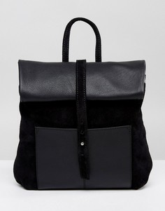 Кожаный рюкзак с подворачивающимся верхом ASOS - Черный