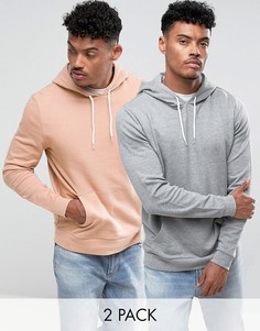 Набор из 2 худи (розовый/ серый меланж) ASOS - СКИДКА - Мульти