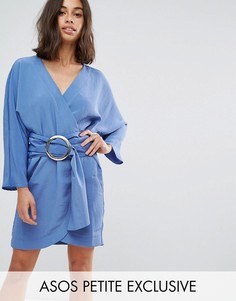 Повседневное платье мини в стиле 80-х ASOS PETITE - Синий