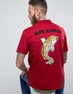 Рубашка с короткими рукавами и принтом на спине Nudie Jeans Co - Красный