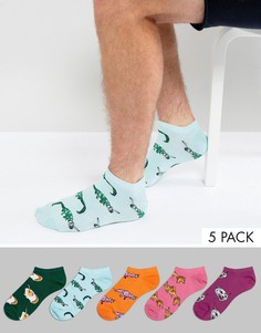 Набор из 5 пар спортивных носков с рисунком ASOS - Мульти