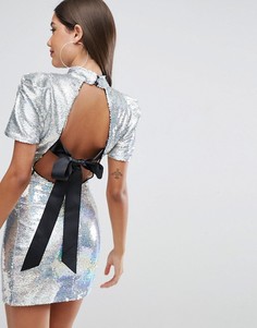 Платье мини в стиле 80-х с пайетками ASOS - Серебряный