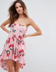 Пляжное платье-бандо с цветочным принтом и асимметричным краем ASOS - Мульти